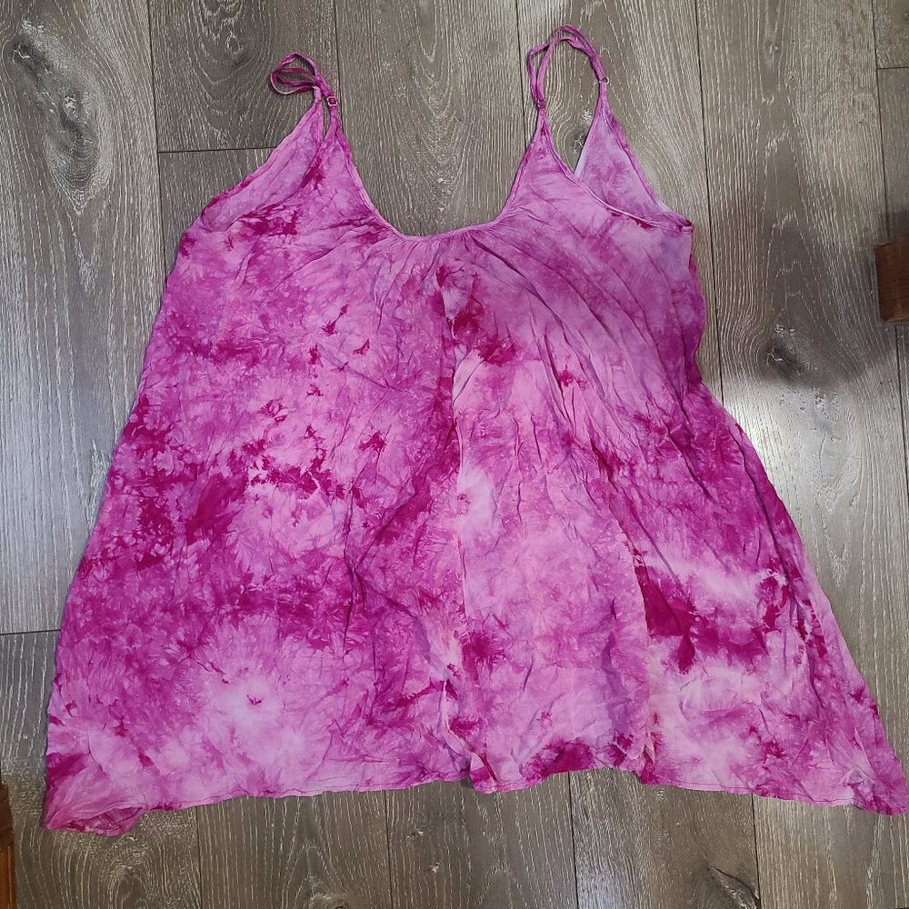 Lovestitch Pink Tie Dye Mini Dress Swim Coverup Beach Dress